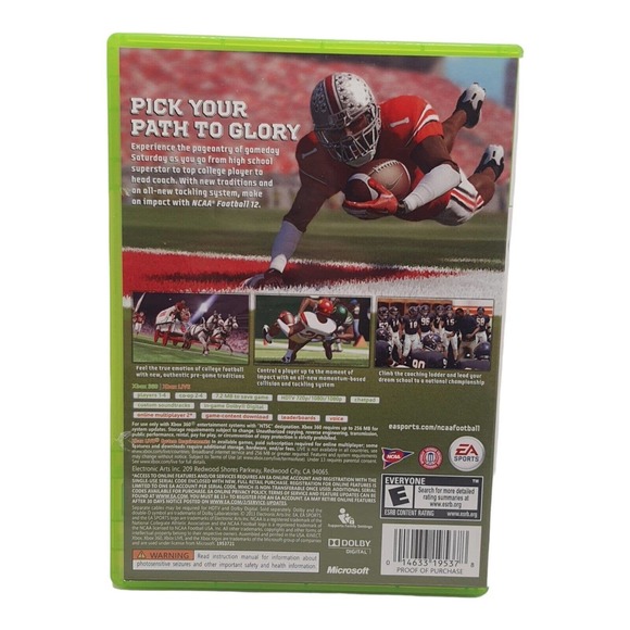 NCAA Football 12 Xbox 360 2012 CIB Complete Manual Disc Case Online EUC 2011 Rel - Picture 5 of 10